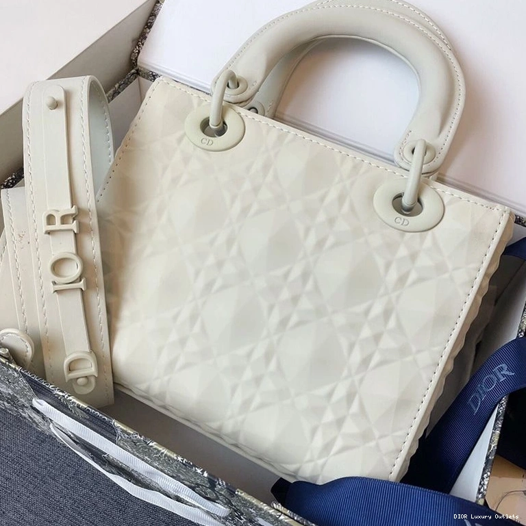 Cheap White Small Dior Cannage Calfskin Lady Frosted Ultramatte Bag 0803 Luxury